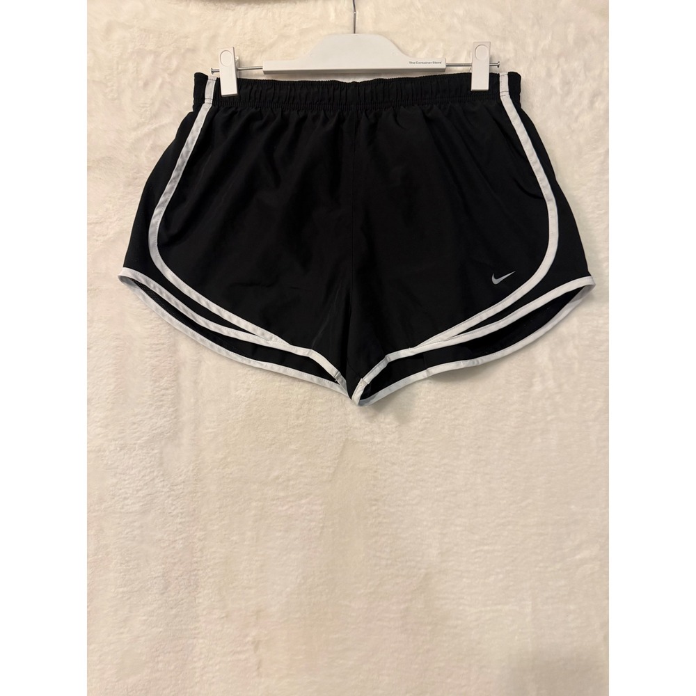 Nike Dri-FIT Tempo Running Shorts Black White Athletic Gym Training Womens Large